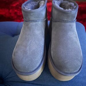 Cozy Blue Suede Ankle Boots
